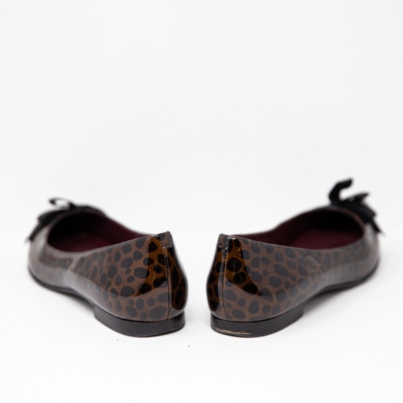 Marc By Marc Jacobs Patent Leather Spotted Animal Print Pointed Toe Ballet Flats - Picture 3 of 4